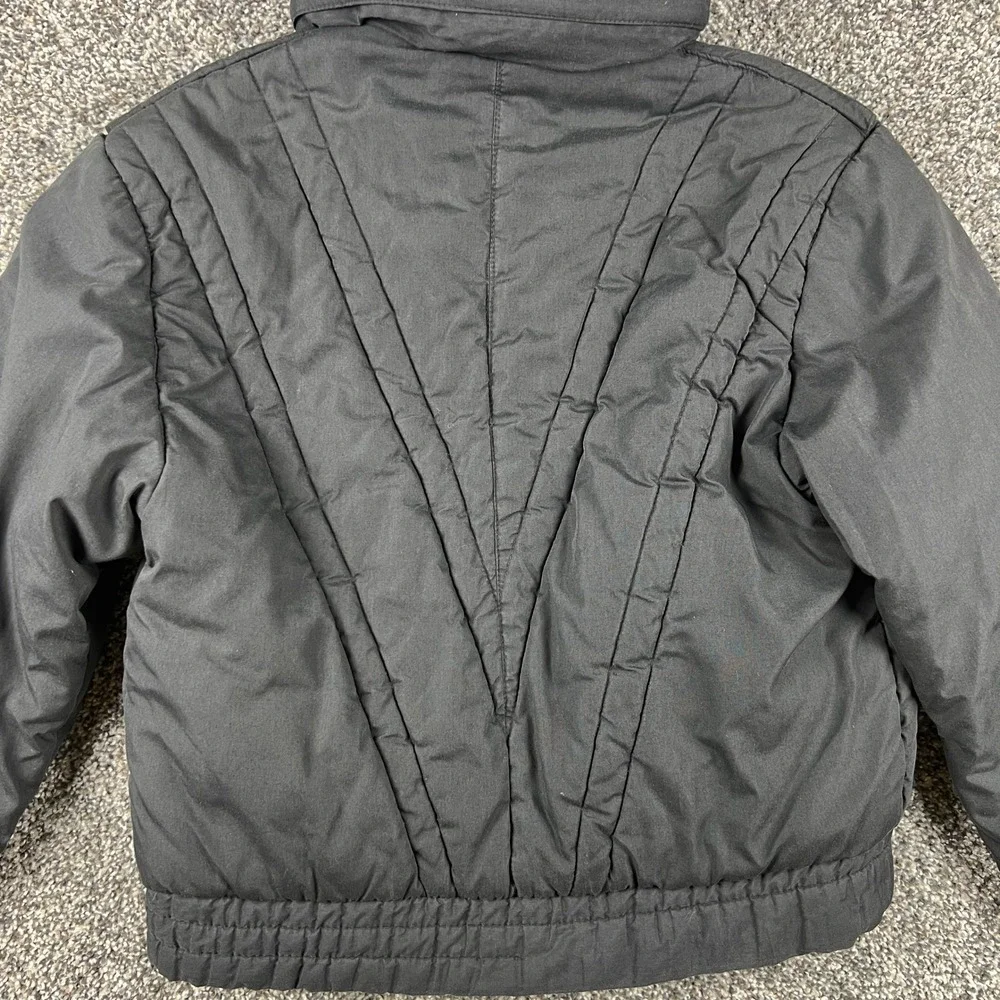 Vintage Pedigree‎ Black Puffer Jacket Quilted Mock Neck Full Zip Winter Warm Sm
